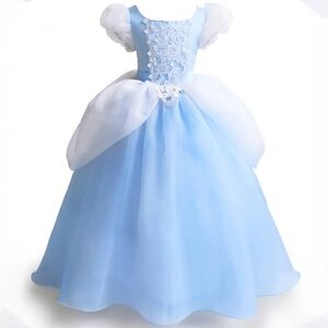 Kids Blue & White Tulle Princess Costume Dress